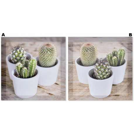 Tableau toile Cactus dans pot - 28 x 28 cm