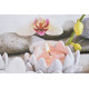Cadre toile Zen Bougie Orchidée et Galet -  50 x 40 cm