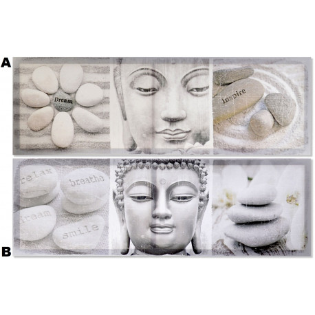 Cadre Toile Zen Bouddha - Galet - 90 x 30 cm