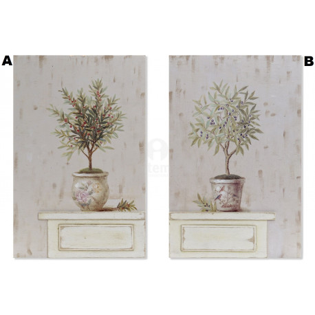 Tableau bois Plante dans pot - 40 cm