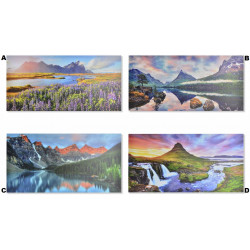 Tableau toile Montagne et Rivière - Paysage - 60 x 30 cm