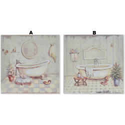 Tableau bois Baignoire - Salle de bain - 20 x 20 cm