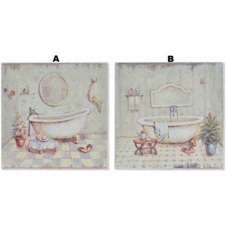 Tableau bois Baignoire - Salle de bain - 20 x 20 cm