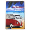 Plaque murale métal Van vintage - plage - 30 x 20 cm