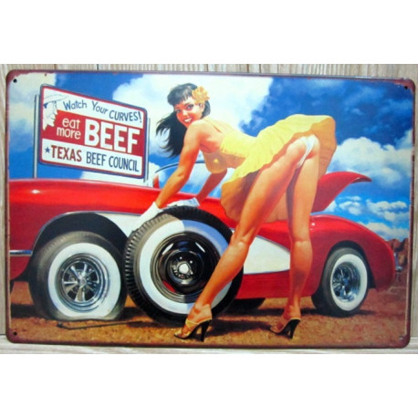 Plaque murale métal Pin up - Voiture - vintage