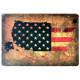 Plaque murale métal Carte drapeau USA - Etats-Unis - 30 x 20 cm