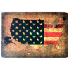 Plaque murale métal Carte drapeau USA - Etats-Unis - 30 x 20 cm
