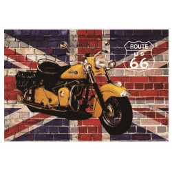 Plaque murale métal Moto - Drapeau anglais - Route 66 - vintage  - 30 x 20 cm