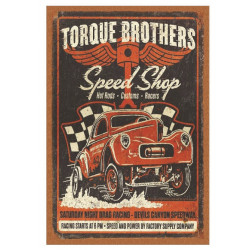 Plaque murale métal Voiture - Speed shop - vintage