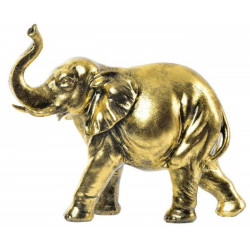 Statuette Eléphant ethnique brillant doré - 31,5 cm