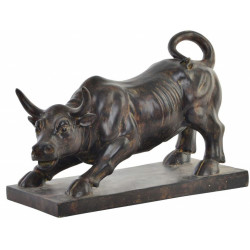 Statuette taureau noir Wall Street - 32 cm