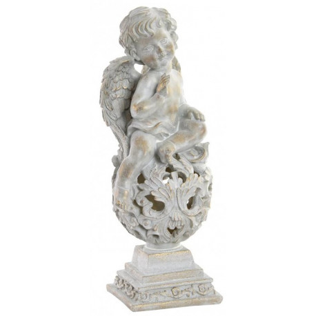 Statuette Ange doré gris sur boule - 35,7 cm