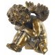 Figurine Ange endormi assis doré - 15,5 cm
