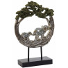 Décoration figurine Eléphant ethnique avec bébé sur socle - couleur argent - 33,5 cm