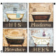 Tableau métal Baignoire - Salle de bain - vintage - 30 x 30 cm