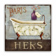 Tableau métal Baignoire - Salle de bain - vintage - 30 x 30 cm