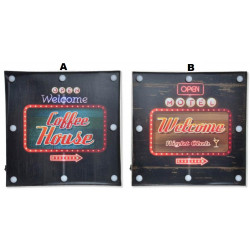 Décoration murale bois Enseigne 8 LEDS - 39 x 39 cm