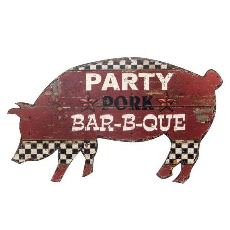 Décoration murale bois cuisine forme Cochon - Pub Barbecue - 51 x 30 cm