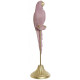 Statuette Perroquet Rose et doré sur socle - 39 cm