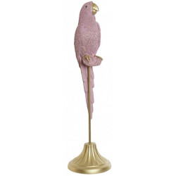 Statuette Perroquet Rose et doré sur socle - 39 cm