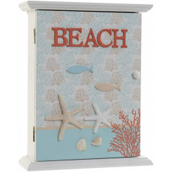 Boîte à clés murale déco Mer - Corail coquillage et étoile de mer - " BEACH "