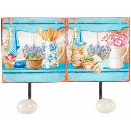 Porte Manteau mural métal Fleurs - cuisine - campagne - 23 cm