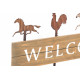 Porte Manteau mural bois Campagne - Coq et Cheval - " Welcome " - 60 cm