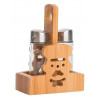 Set Salière + Poivrière verre dans support bois déco Chef cuisinier