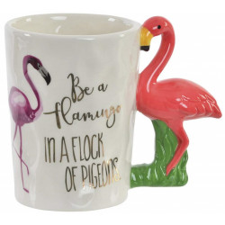 mug Flamant rose - oiseau exotique 3D  relief en céramique