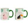 Lot de 2 mugs Flamant rose et Toucan 3D en céramique