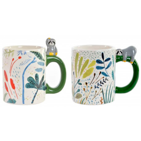 Lot de 2 mugs figurine Paresseux 3D en céramique