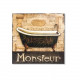 Tableau métal Baignoire - Salle de bain - vintage - 30 x 30 cm