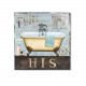 Tableau métal Baignoire - Salle de bain - vintage - 30 x 30 cm