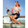 Plaque murale métal Pin up - vintage - 30 x 20 cm