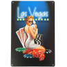 Plaque murale métal Pin up - Las Vegas - Casino - vintage - 30 x 20 cm