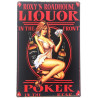 Plaque murale métal pub " Roxy's Roadhouse " - Pin up - Relais routier USA - 30 x 20 cm