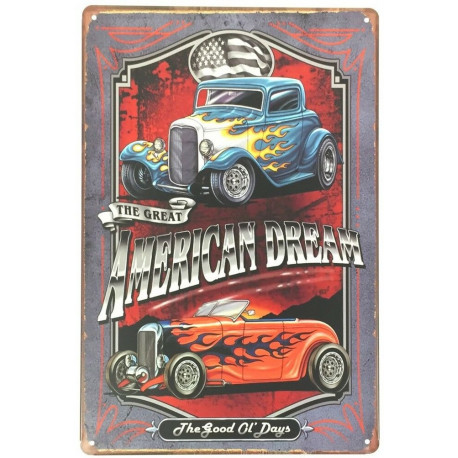 Plaque murale métal Voiture - vintage - " American dream "