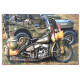 Plaque murale métal Véhicules militaires anciens - Jeep et moto armée - 30 x 20 cm