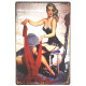 Plaque murale métal Pin up - vintage - 30 x 20 cm