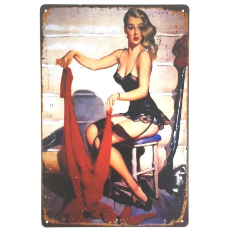 Plaque murale métal Pin up - vintage