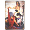 Plaque murale métal Pin up - vintage - 30 x 20 cm