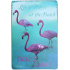 Plaque murale métal Flamant rose - oiseau exotique - 30 x 20 cm
