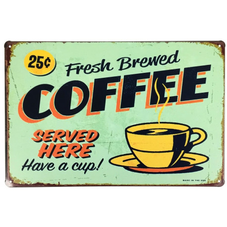 Plaque murale métal cuisine Café - Coffee - pub vintage - 30 x 20 cm