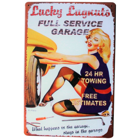 Plaque murale métal Pin up - garage - vintage - 30 x 20 cm