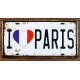 Plaque murale métal relief I LOVE PARIS - vintage - 30 x 15 cm