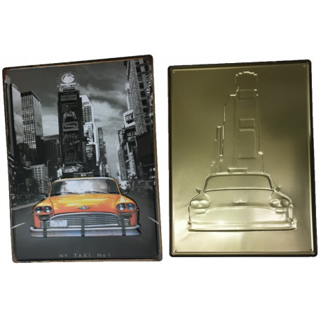 Plaque murale métal relief Taxi vintage - Ville - New York - 40 x 30 cm