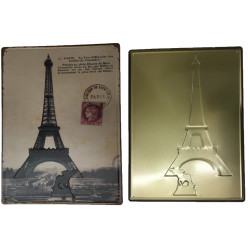 Plaque murale métal relief Tour Eiffel - Paris - France - vintage - 40 x 30 cm
