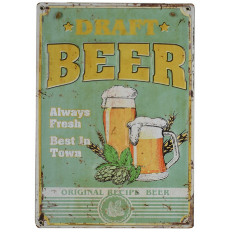 Plaque murale métal relief Bière - Alcool - Pub - 40 x 30 cm