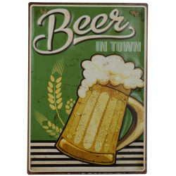 Plaque murale métal relief Bière - Alcool - Pub - 40 x 30 cm