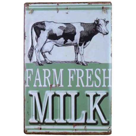 Plaque murale métal relief Vache - Lait - pub Ferme - vintage - 40 x 30 cm